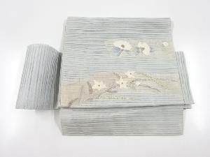 リサイクル　絽草花模様織り出し作り帯